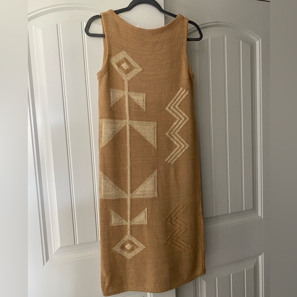 Lauren by Ralph Lauren Knit Crochet Dress with Geometric Print. Size Small